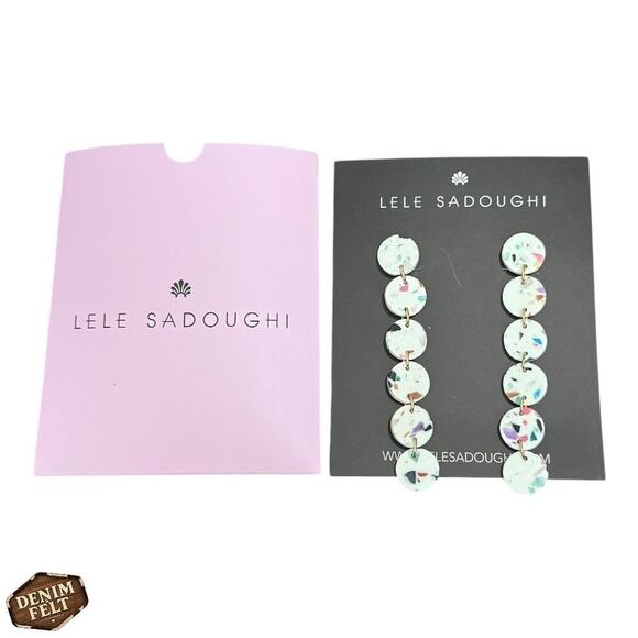 Lele Sadoughi Terrazzo Disc Drop Earrings Multicolor Confetti Resin ~ NEW!! - Picture 2 of 6